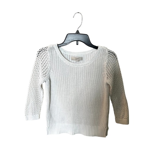 LOFT White 3/4 sleeve spring‎ sweater top. SIze SM - Picture 1 of 3